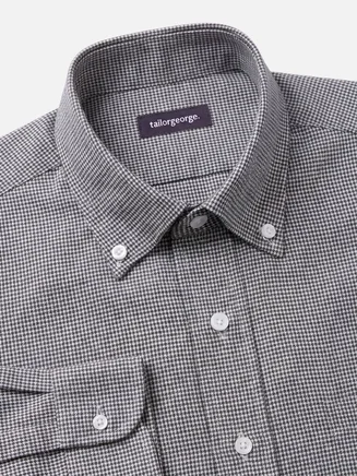 Braunes Mini-kariertes Flanell Hemd