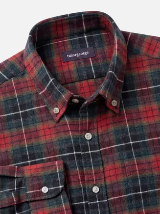 Rotes und grünes tartan dickes Flanell hemd