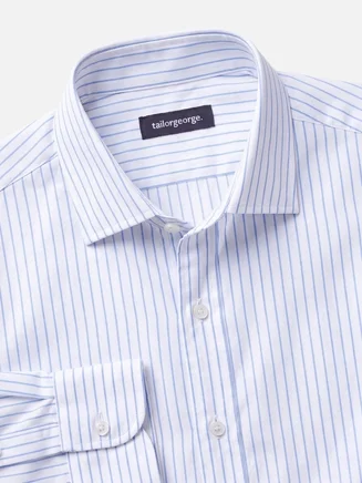 Bügelleichtes Hemd aus Twill mit himmelblauen Streifen