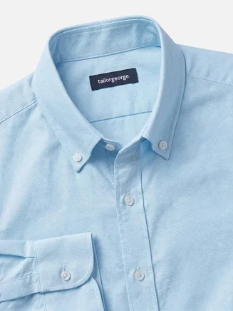 Einfarbige Blau Oxford Hemd